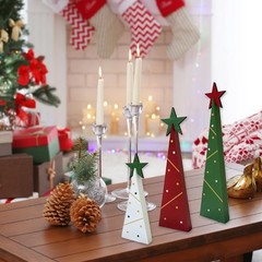 Wood 01 3 Piece Freestanding Rustic Tabletop Wooden Christmas Trees Decor Set