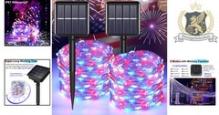 8 Mode 200 LED Solar Fairy Lights – 66ft Flexible Decor for Patriotic Holidays