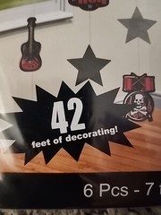ROCK & ROLL Hanging Skulls, Flames, Stars & Guitars 7ft long Party Celebration