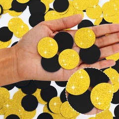 300 PCS Glitter Gold Black Table Confetti Paper Circle Dots Birthday Party