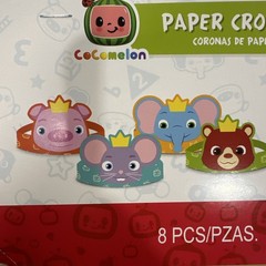 Cocomelon Birthday Party Cardboard Paper Crown 8pcs/ Pack Kids New
