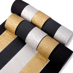 10 Rolls Black Gold Silver Crepe Paper Streamers Graduation Party 820 ft
