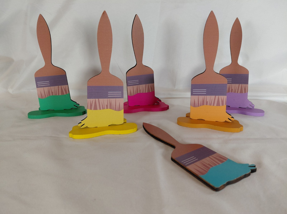 Paint Brush Multicolor Die Cut Shapes for Paint Party Theme Table Decorations