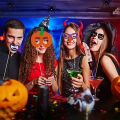 Halloween Photo Booth Props Kit Halloween Party Decorations Pack Of 38
