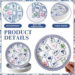Mahjong Game Disposable Tableware (Plates, Napkins, Forks) Serves 35 Guests