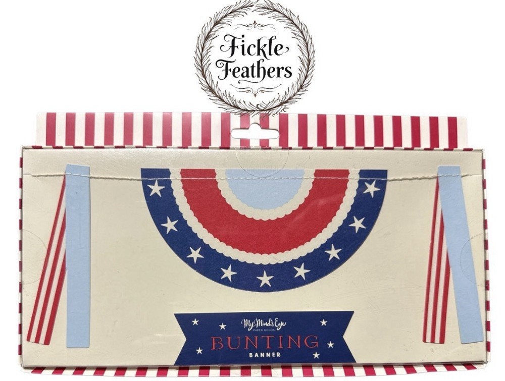 Patriotic July 4th 6′ Party Paper Bunting Banner Red White & Blue My Minds Eye