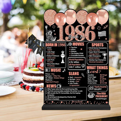 Rose Gold 40Th Birthday Decorations for Women, Two-Sided Vintage 40 Back in 1986