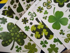 St. Patrick’s Day Bday Party Set Headband Window Clings Cake Topper 2yo Shamrock