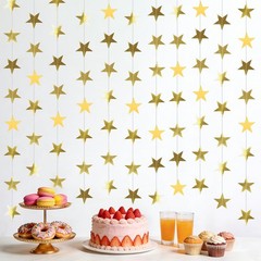 6 Pack 13ft Gold Star Garland Banner Double Side Twinkle Streamers Hanging St…