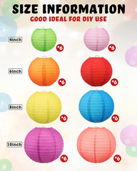 48 Pcs Paper Lanterns Party Decorations Chinese Lanterns round Paper Decor 4/6/8