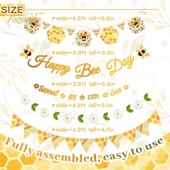 Happy Birthday Banner Bumblebee Party Decorations NO DIY Pre-Strung Happy Bee…