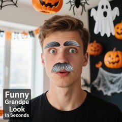 Old Man Mustache and Eyebrows – Gray White Fake Mustache for 100 Days of Scho…