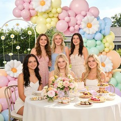 136pcs Pastel Flower Balloon Arch Kit with Pastel Purple Nude Light Pink Flow…