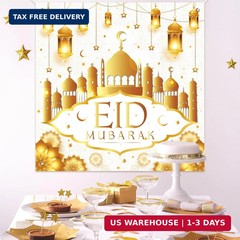 Eid Mubarak Decorations for Home – 70pcs Ramadan Decorations include White Gold