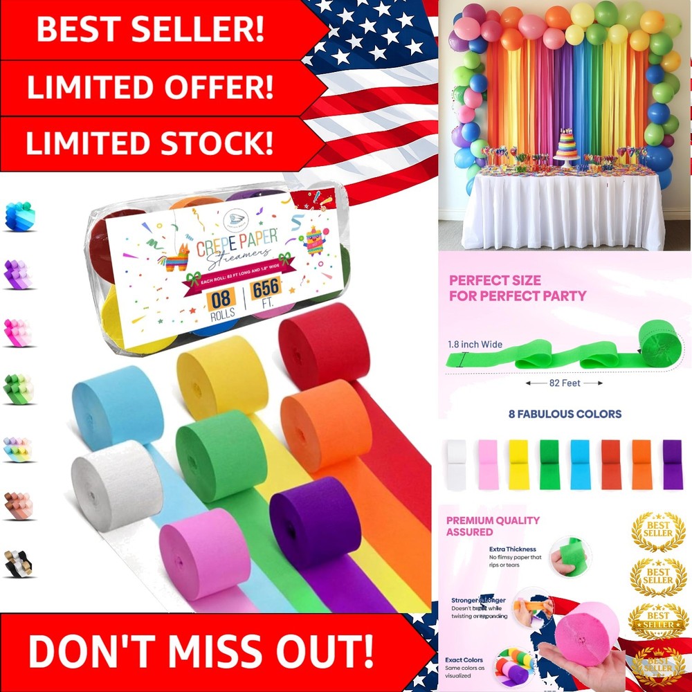 Festival-Ready Rainbow Streamers: 8 Vibrant Rolls for Unforgettable Parties