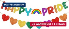 Fulmoon Pre-strung Happy Pride Banner, LGBTQ+ Sign Rainbow Party Decoration Prid