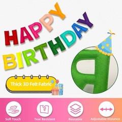 Pre-Strung 3D Happy Banner-Felt Happy Decorations Garland Pennant Flag Reusab…