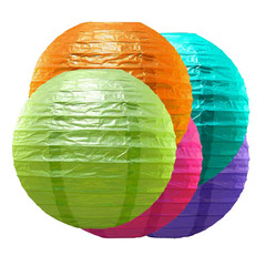 10 In. round Multi Color Paper Lanterns (5-Count)