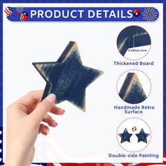 4th of July Decorations Wooden Star Set of 6, Red White and Blue Decorations,…