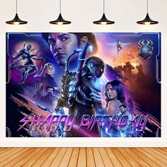 Blue Beetle Party Supplies Birthday Backdrop Banner Background Vinyl 5x3ft