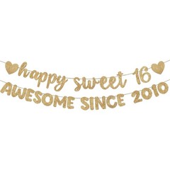 Pre Strung Happy Sweet 16 Awesome since 2010 Banner Glitter Sweet 16Th Birthday
