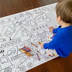 Construction-Themed Kids Coloring Tablecloth 30″ x 72″ – No Creases, Fun Part…