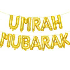 16 Inches UMRAH MUBARAK Letter Balloons Banner – Mylar Foil Alphabet Balloons…