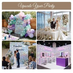 12 Pcs Mermaid Shimmer Wall Backdrop Panel Iridescent Silver Sequin Party 3×4 Ft