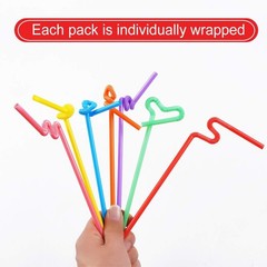 200 Pcs Individually Packaged Colorful Disposable Extra Long Flexible Plastic…