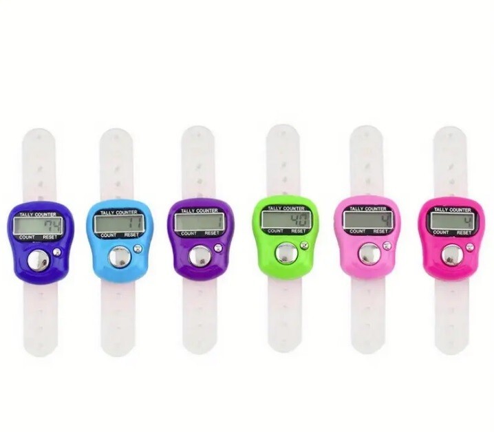 12 pcs Random Color Electronic Digital Finger Ring Tally Counter Prayer Ramadan