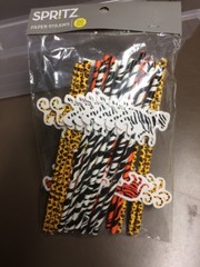 Spritz 3-Count Paper Fans & 20-Paper Straws Animal Print Lot Of 8 Packs Mixed