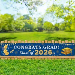 2026 Graduation Decorations Congrats Grad Class of 2026 Banner Blue and Gold