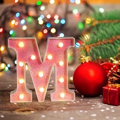Light up Letters，Party Decorations,Girls Room Decor,Glitter Light Up K Pink