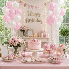 60pcs Pink and White Balloons 12inch, Pearl Pink Double Pearl Pink White