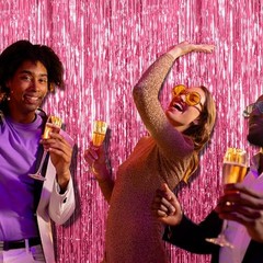 2 Pack Backdrop Party Decorations Tinsel 39.4″w X 78.7″l (Pack of 2) Pink