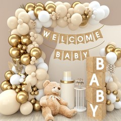 Boho Baby Shower Decorations-97Pcs Burlap Grain Baby Boxes,Nude and Gold Ball…