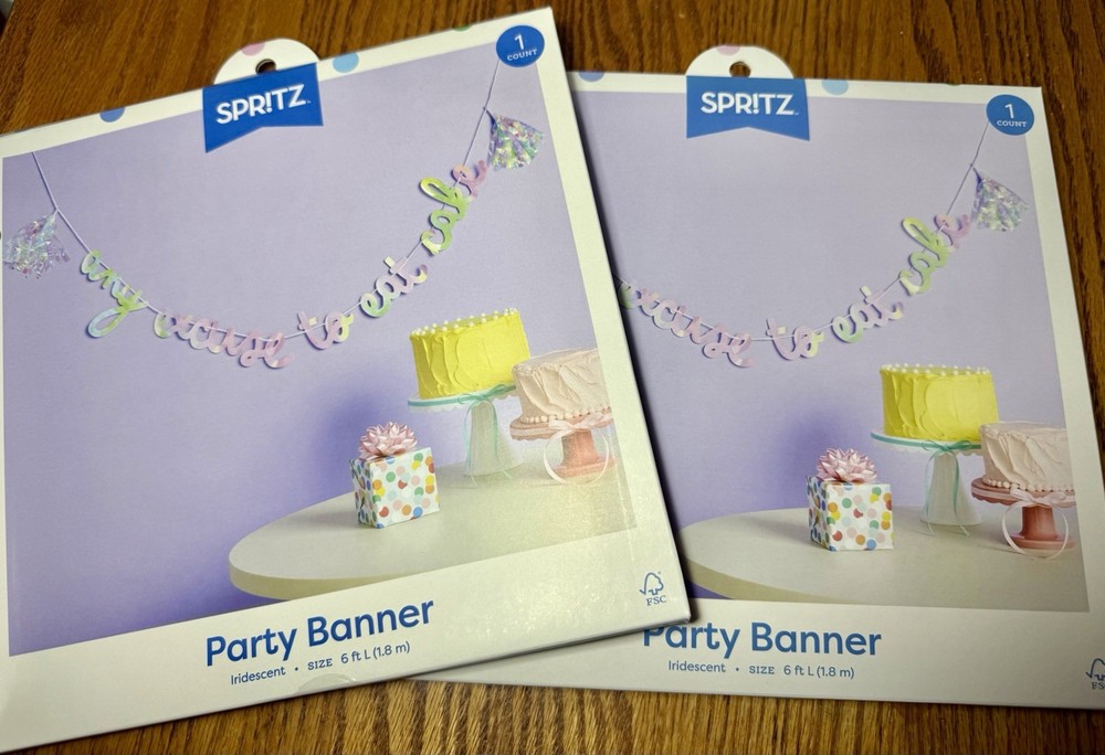 Lot Of (2) Spritz Party Banners “Excuse To Eat Cake” New 6ft