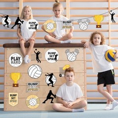 60Pcs Volleyball Cutouts DIY Sport Theme Party Decorations Bump Set Spike Vol…