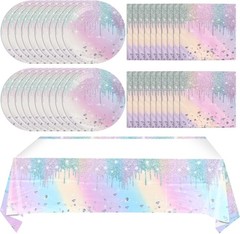 Magical Iridescent Birthday Set – Includes 20 Plates & Napkins for Easy Parties