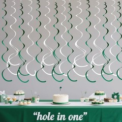 36 Pcs Green White Hanging Swirl Decorations for Parties, Weddings & Events