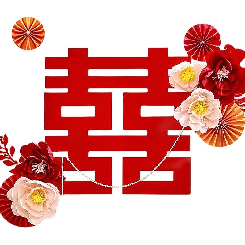 Chinese Double Happiness Wedding Decor 3D Paper Flower Wall Decoration New