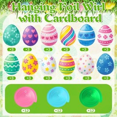 Easter Egg Hanging Swirl Ceiling Decorations Happy Easter Party Foil 72 PCS