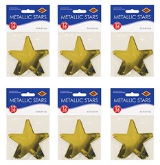 Beistle S57027-GDAZ6 Metallic Star Cutouts, 72 Piece, 3.5″, Gold