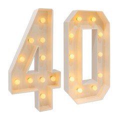 Light Up Numbers 40 LED Marquee Sign 39in Tall for Birthday Wedding Anniversary