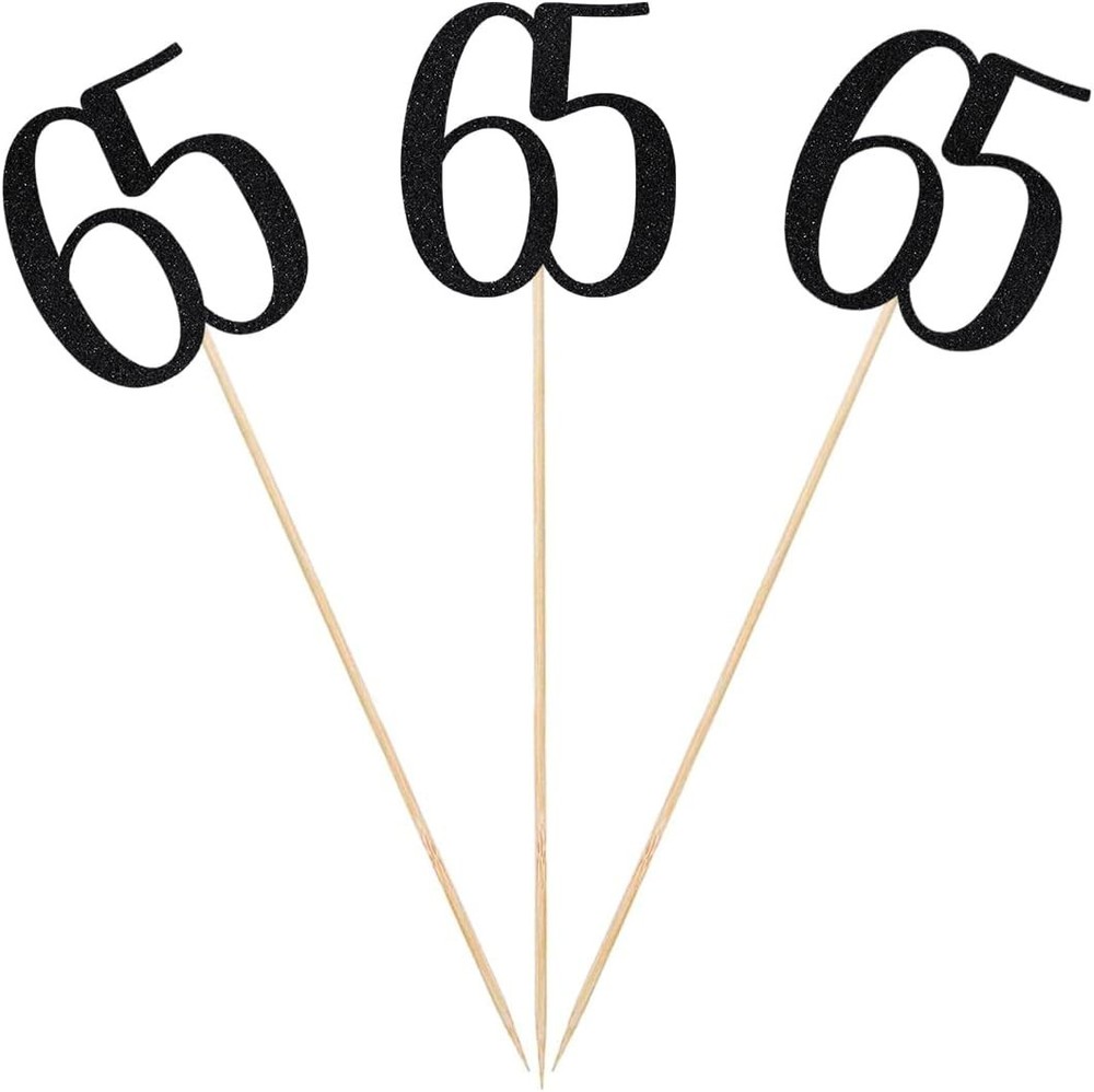 Blue Glitter 65th Birthday Centerpiece Sticks 12 Pack Number 65 Table Party