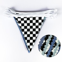 32Ft Racing Party Decorations Dusty Blue Black White Checkered Racing Car Fab…