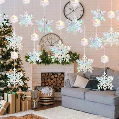 Christmas Hanging Snowflakes Decorations, Hanging Iridescent Snow Flakes for …
