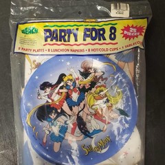 Vintage Sailor Moon Party Kit For 8 Plates Cups Napkins Tablecloth Anime