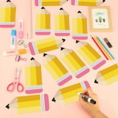 60 Pcs Pencil Paper Cutouts Name Tags Glue Points Back To School Classroom Decor