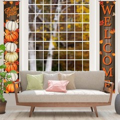 Fall Decorations Pumpkin Maple Leaves Porch Sign Door Banner Autumn Gift 12″x71″